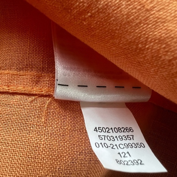 Chico’s  Orange Linen Shirt 3/4 Sleeve - Picture 6 of 9